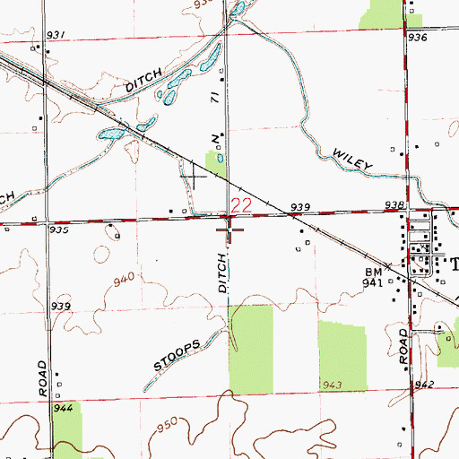 Topographic Map of Stoops Ditch, IN