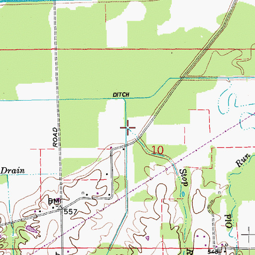 Topographic Map of Stop Run, IN