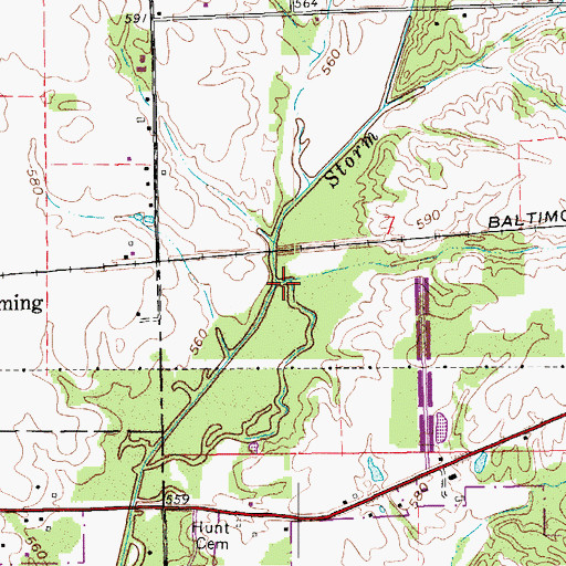 Topographic Map of Storm Creek, IN
