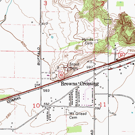 Topographic Map of Stout Cemetery, IN
