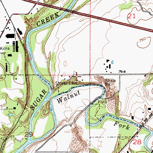 Topographic Map of Stover Cemetery, IN