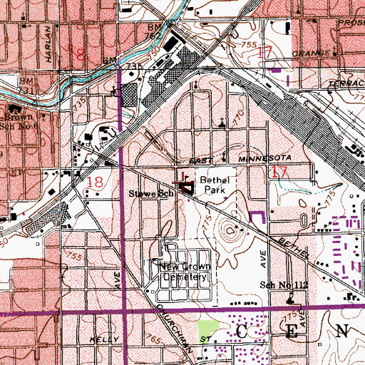 Topographic Map of Harriet Beecher Stowe Elementary School, IN