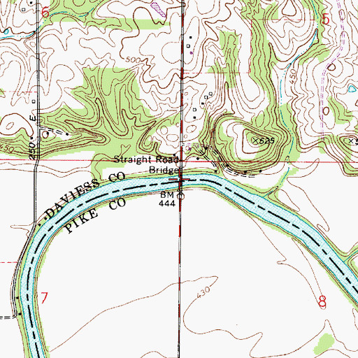 Topographic Map of Straight Road Bridge, IN
