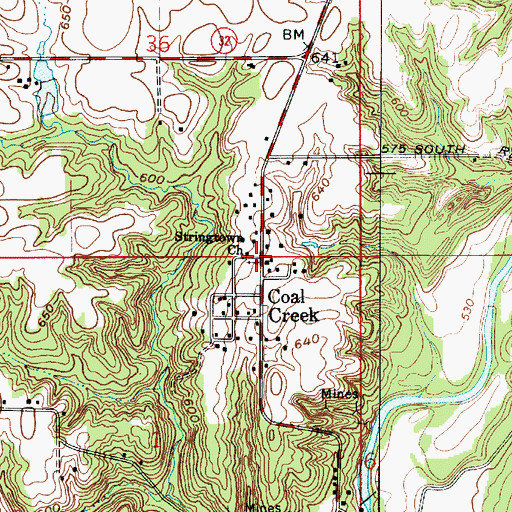 Topographic Map of Stringtown Church, IN