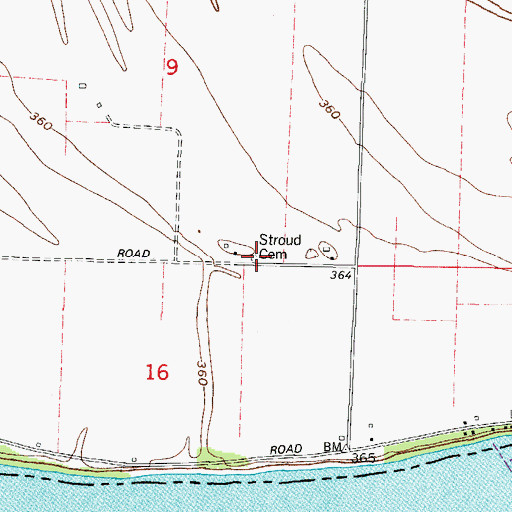 Topographic Map of Stroud Cemetery, IN
