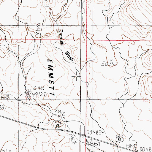 Topographic Map of Emmett Wash, AZ