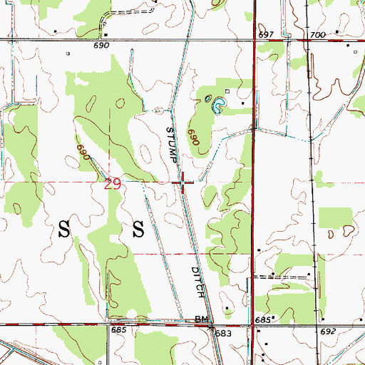 Topographic Map of Stump Ditch, IN