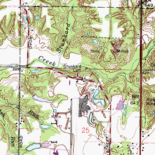 Topographic Map of Stunkard Cemetery, IN