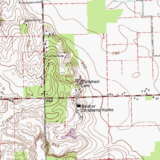 Topographic Map of Stutsman Cemetery, IN