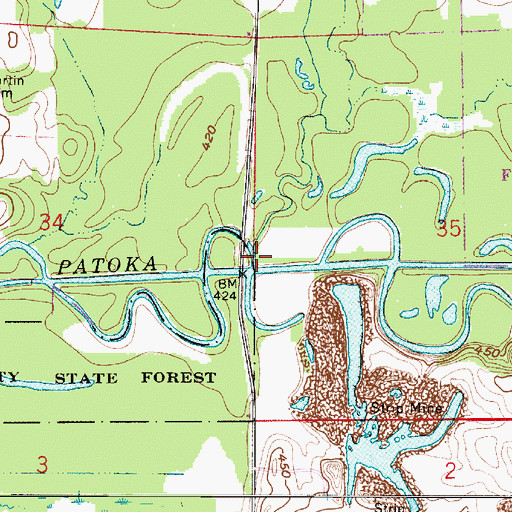 Topographic Map of Sugar Creek, IN