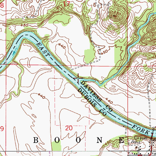 Topographic Map of Sugar Creek, IN