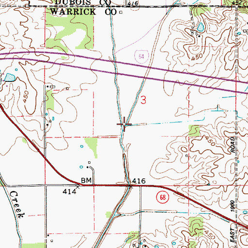 Topographic Map of Sugar Creek, IN
