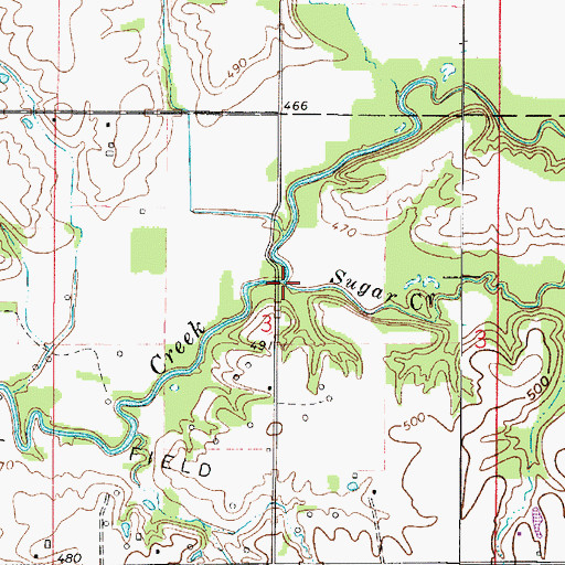 Topographic Map of Sugar Creek, IN