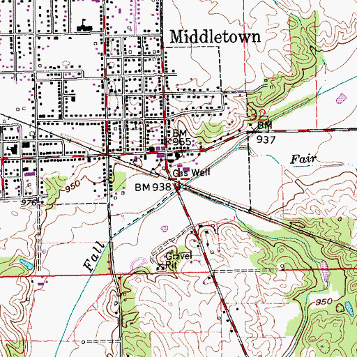 Topographic Map of Sugar Creek, IN