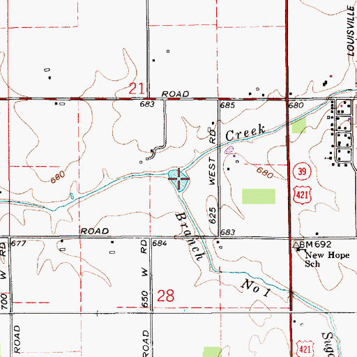 Topographic Map of Sugar Creek, IN