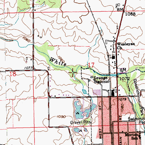 Topographic Map of Sugar Creek, IN