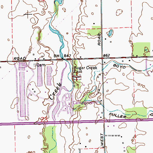Topographic Map of Sugar Creek Cemetery, IN