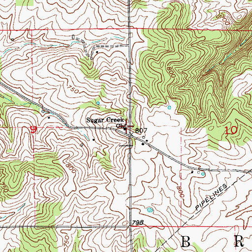 Topographic Map of Sugar Creek Church, IN