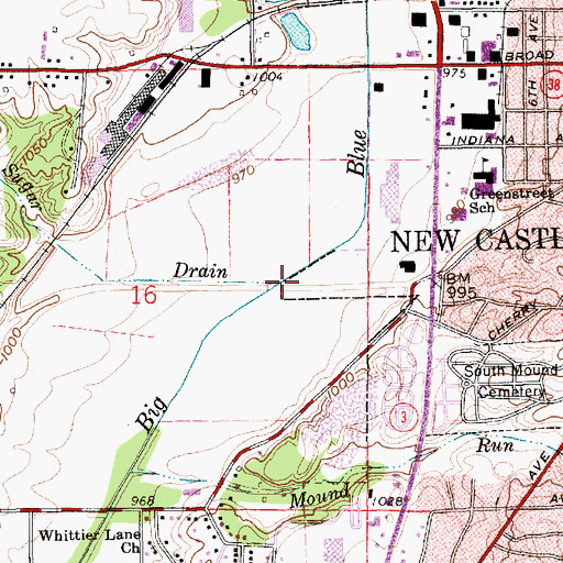 Topographic Map of Sugar Drain, IN