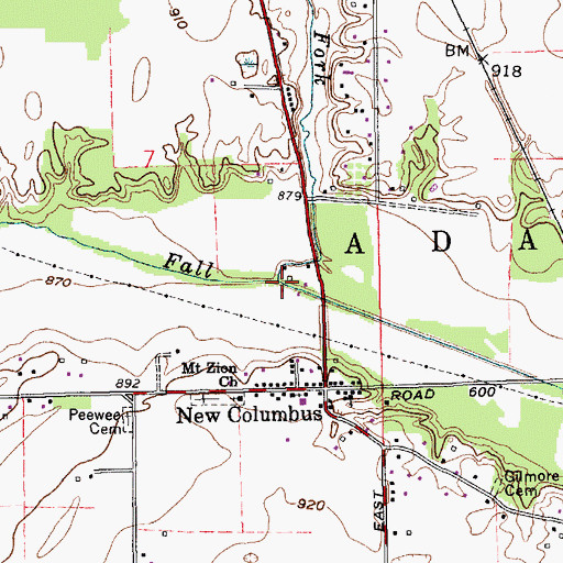 Topographic Map of Sugar Fork, IN