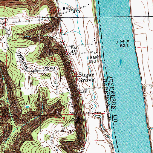 Topographic Map of Sugar Grove, IN