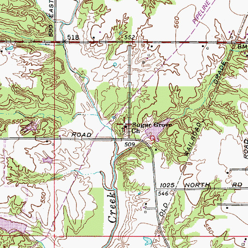 Topographic Map of Sugar Grove Church, IN