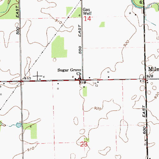 Topographic Map of Sugar Grove Church, IN