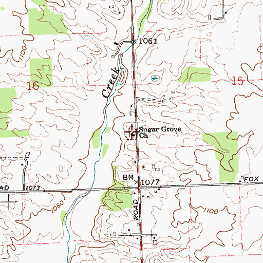 Topographic Map of Sugar Grove Church, IN