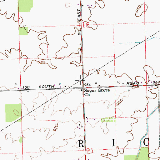 Topographic Map of Sugar Grove Church, IN