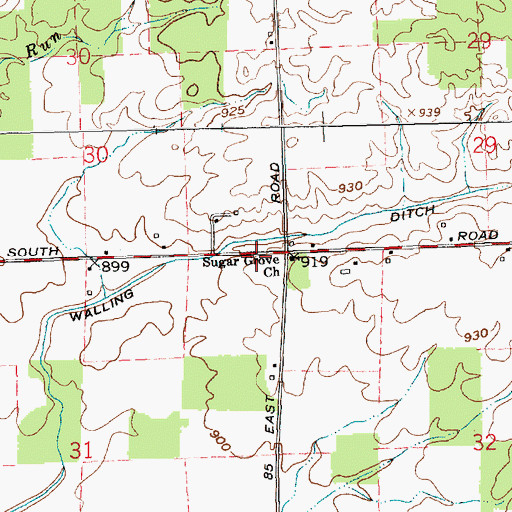 Topographic Map of Sugar Grove Church, IN