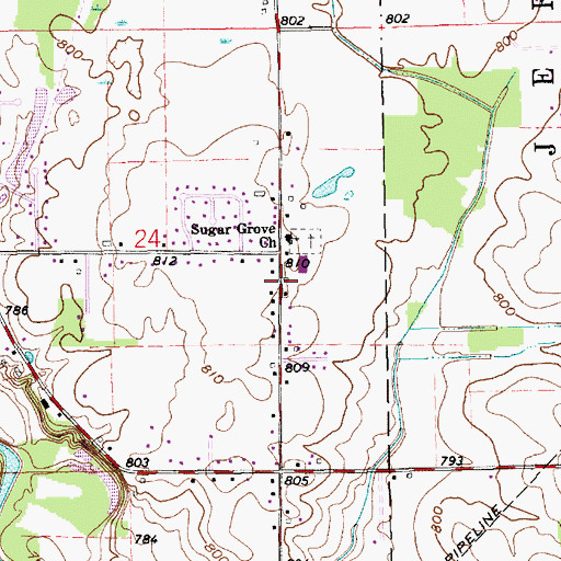 Topographic Map of Sugar Grove Church, IN