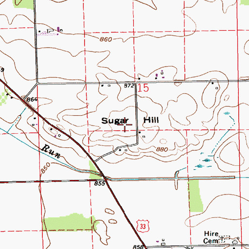 Topographic Map of Sugar Hill, IN