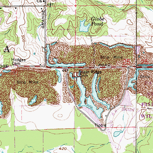 Topographic Map of Sugar Ridge Cemetery, IN