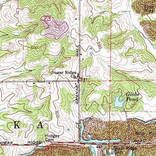 Topographic Map of Sugar Ridge Church, IN