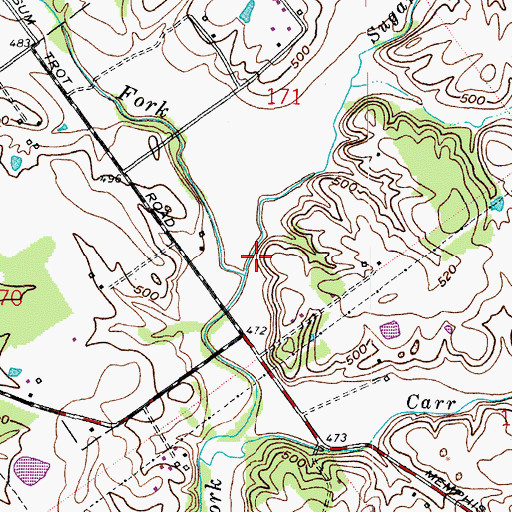 Topographic Map of Sugar Run, IN