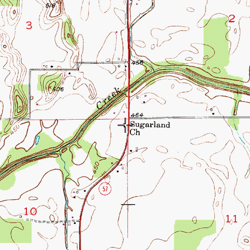 Topographic Map of Sugarland Church, IN