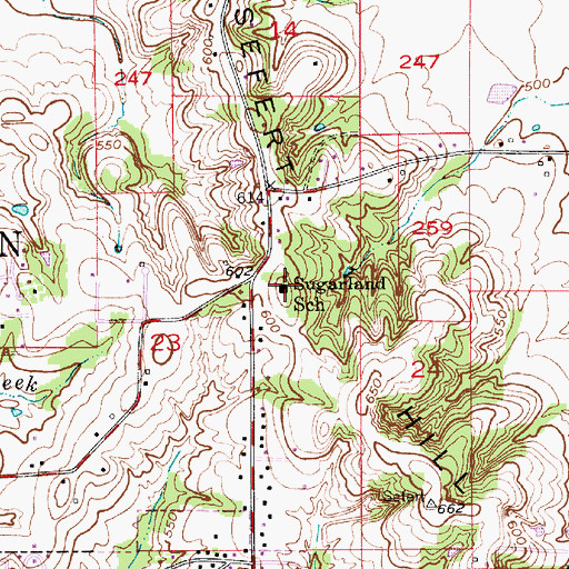 Topographic Map of Sugarland School, IN