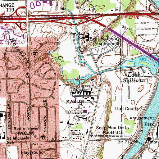 Topographic Map of Lake Sullivan, IN
