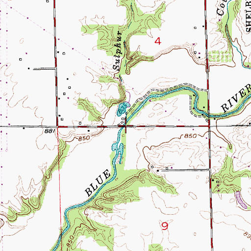 Topographic Map of Sulphur Run, IN