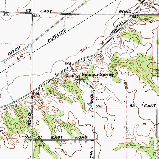 Topographic Map of Sulphur Spring Church, IN