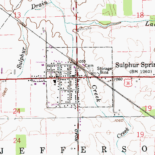 Topographic Map of Sulphur Springs, IN