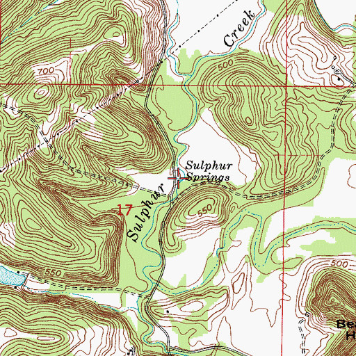 Topographic Map of Sulphur Springs, IN