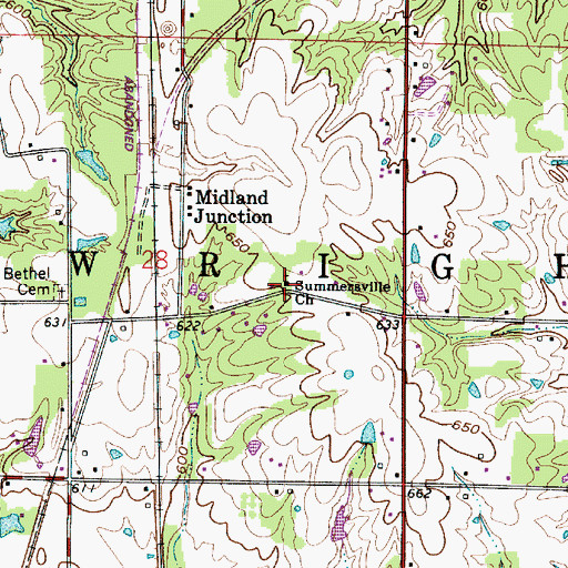 Topographic Map of Summersville Church, IN