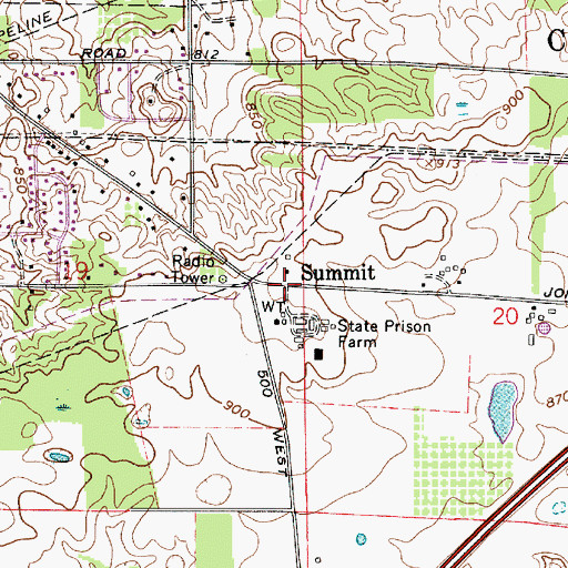 Topographic Map of Summit, IN