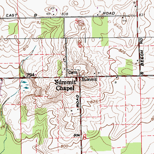 Topographic Map of Summit Chapel, IN