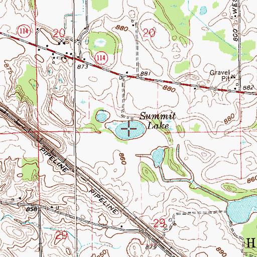 Topographic Map of Summit Lake, IN