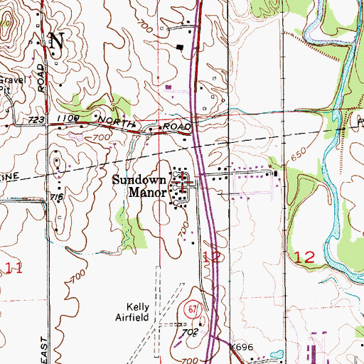 Topographic Map of Sundown Manor, IN