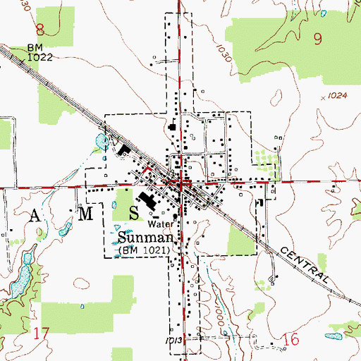 Topographic Map of Sunman, IN