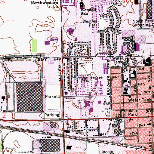 Topographic Map of Sunnyacres Park, IN