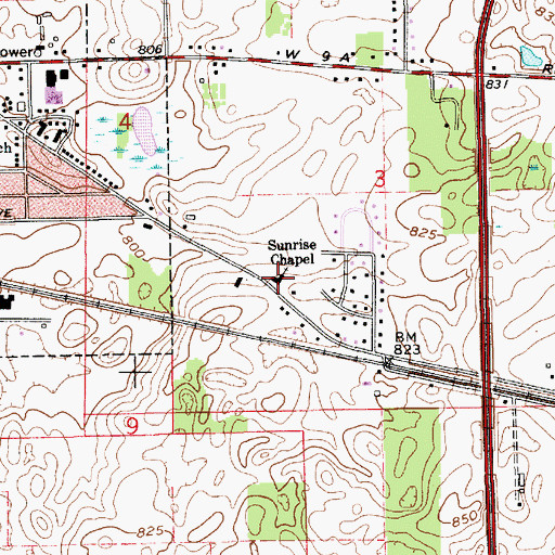 Topographic Map of Sunrise Chapel, IN